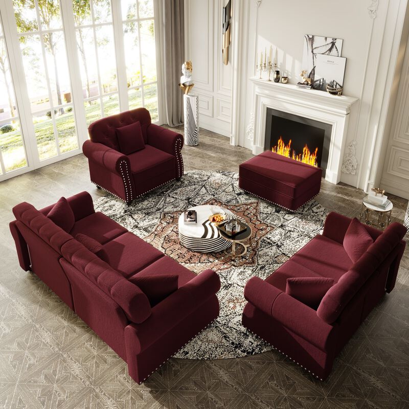 Rimhes Velvet Chesterfield Sofa Set image number 3