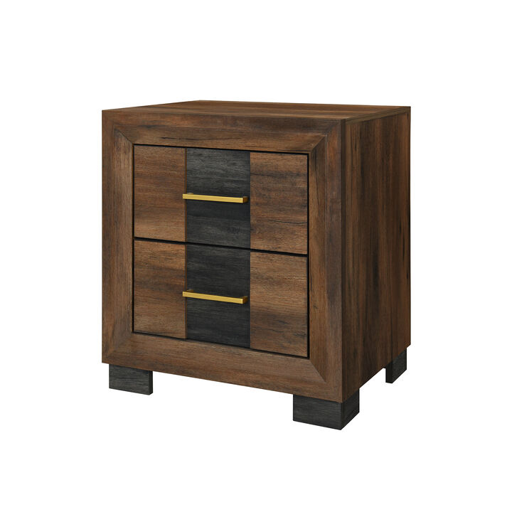 Optimus Brown Black Modern Nightstand