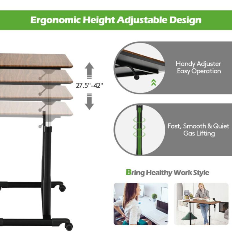 Hivvago Height Adjustable Computer Desk Sit to Stand Rolling Notebook Table