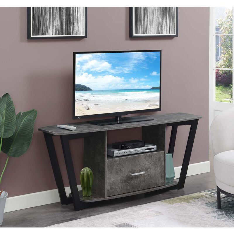 Convenience Concepts Graystone 60 inch 1 Drawer TV Stand with Shelves, Cement/Black