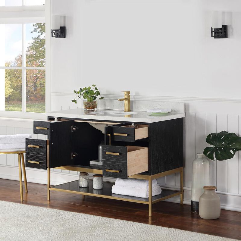 Altair 48 Single Bathroom Vanity Set in Black Oak without Mirror