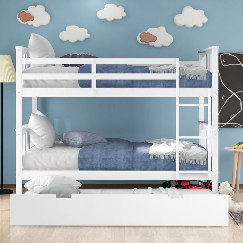 Merax Full over Full Bunk Bed with Twin Size Trundle and Ladder