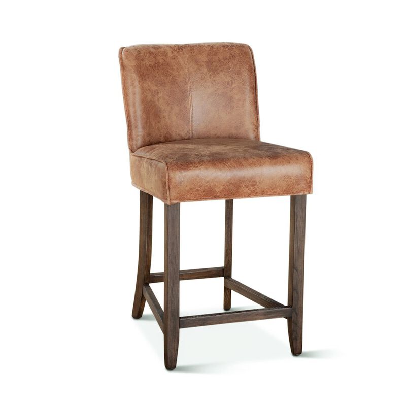 World Interiors Avery Counter Chair in Tan Leather with Matte Brown Legs image number 0
