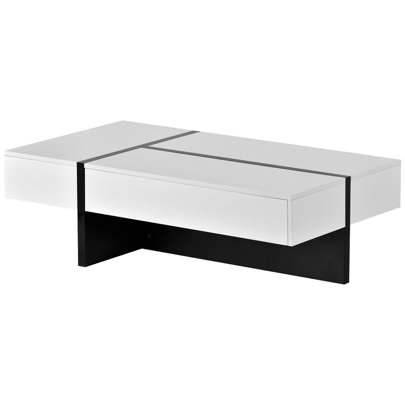 Gloss Surface Cocktail Table, Center Table for Sofa or Chairs - Contemporary Rectangle Design Living Room Furniture