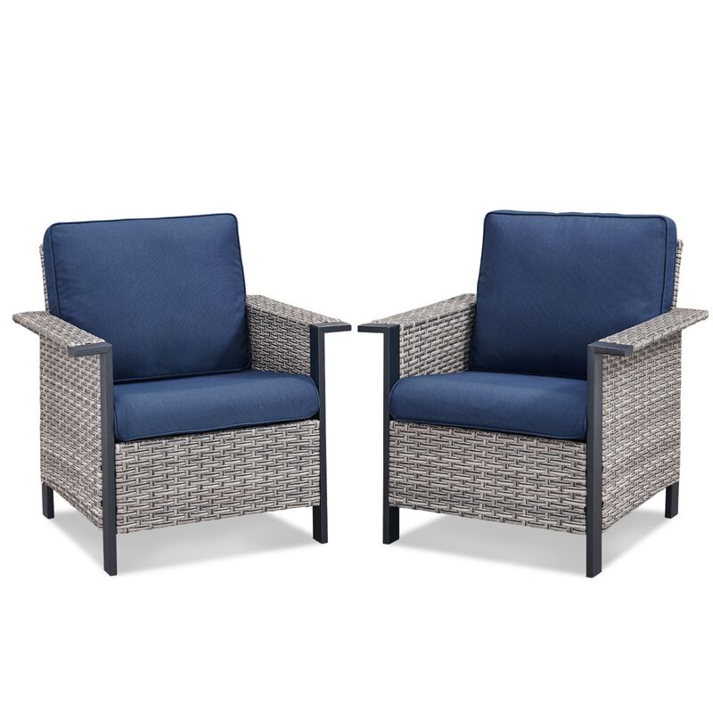 Outdoor Wicker Armchairs Set，2-Piece Stationary Chair Set image number 0