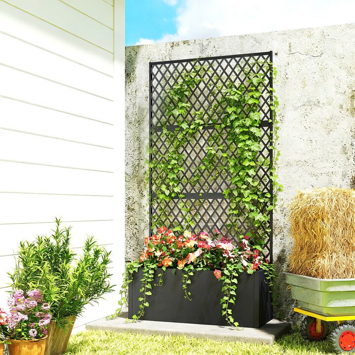 Hivvago Diamond Lattice Metal Garden Bed with Trellis