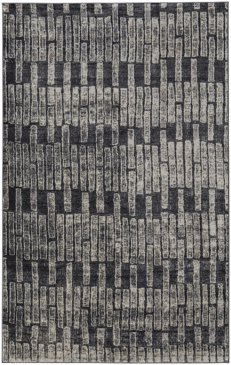 HomeRoots Geometric Power Loom Worn Faded Area Rug