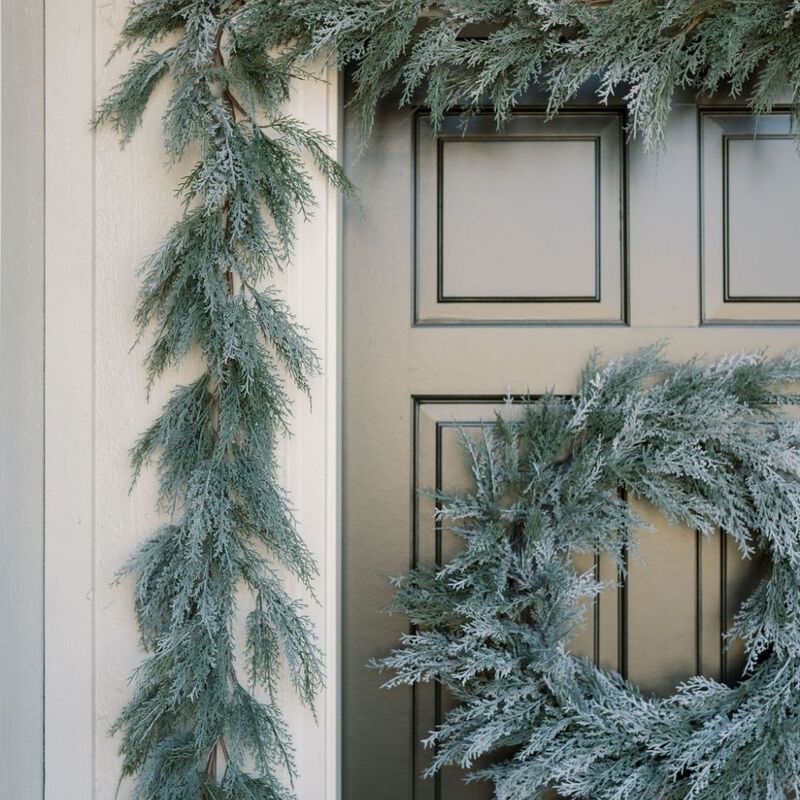 9' Flocked Cedar Garland image number 1