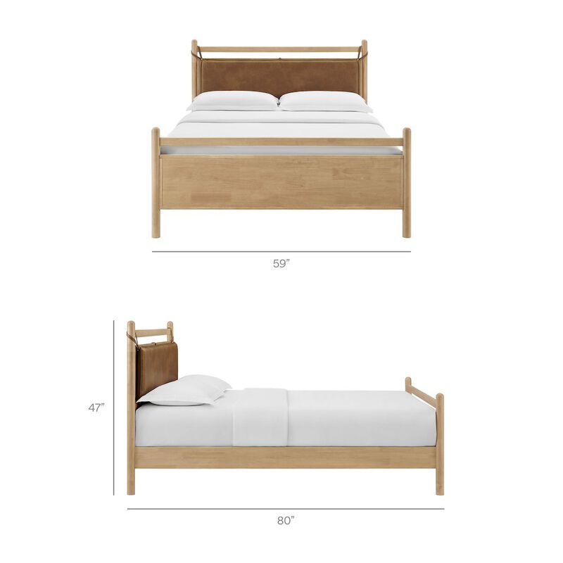 Leni Full Size Vegan Leather and Wood Platform Bed Frame image number 2