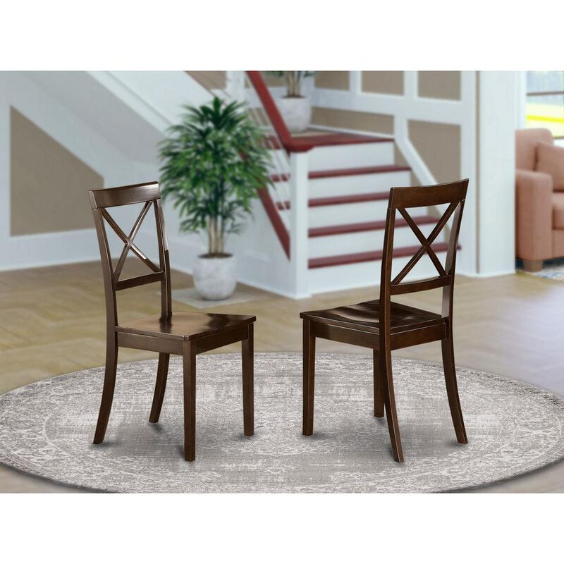 Boston X-Back Kitchen chair with Wood Seat, Set of 2