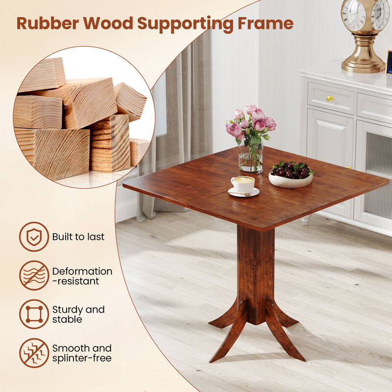 Small Space Dining Table – Square Top with Rubber Wood Pedestal Base