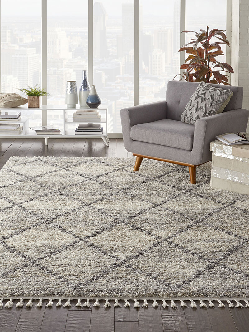 Oslo Shag OSL01 Ivory/Gray 7'10" x 10'6" Rug