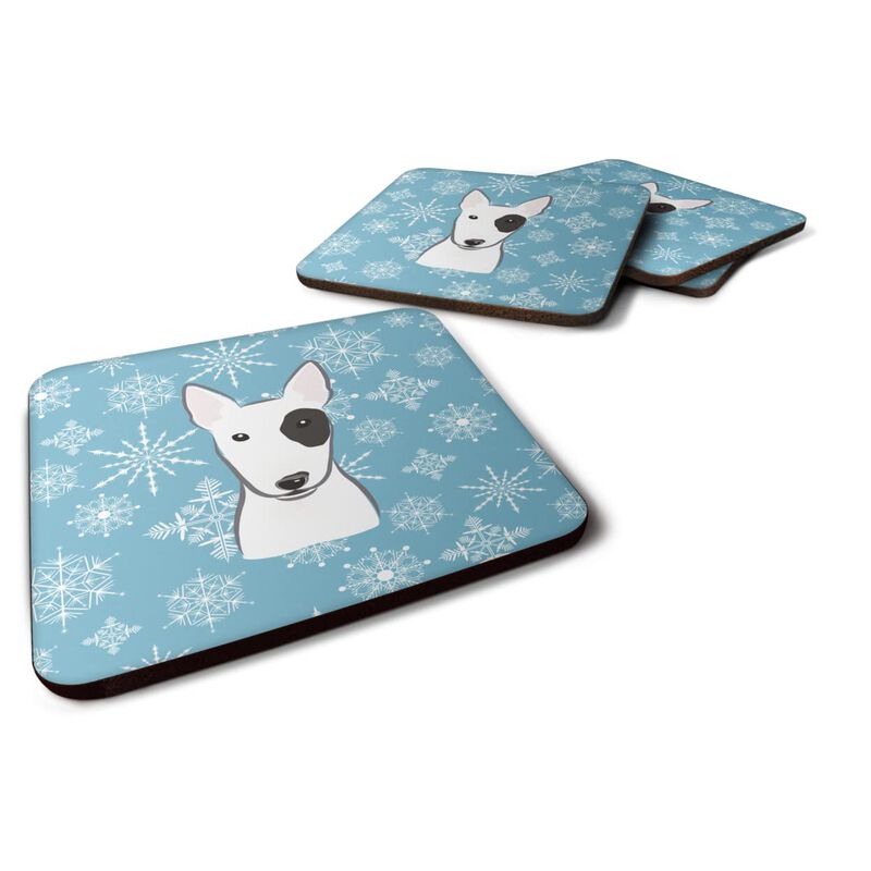 Caroline's Treasures BB1643FC Snowflake Bull Terrier Foam Coasters (Set of 4), 3.5, Multicolor