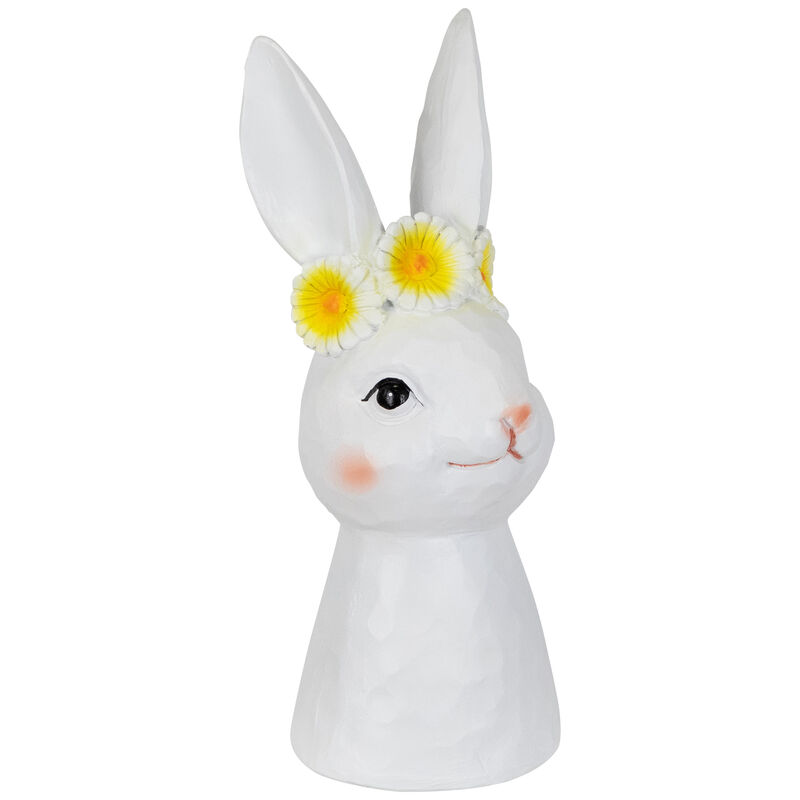 Easter Bunny Bust with Daisy Flower Crown - 9" - White and Yellow