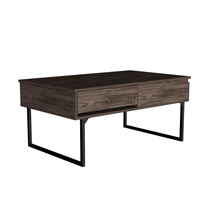 Luxor Lift Top Coffee Table With Drawer -Dark Walnut