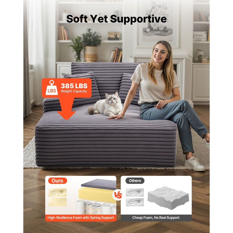 Boneless Chaise Lounge Chair, Oversized Upholstered Reading Sofa with Pillows image number 4