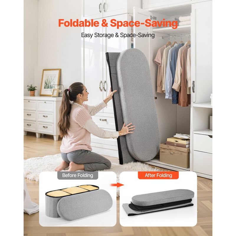 Teddy Fleece Storage Ottoman Bench with Folding Design for Bedroom Entryway image number 5