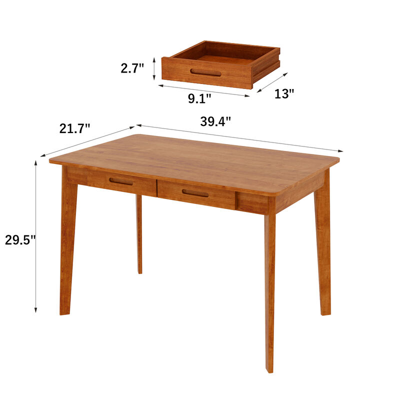 39.4 in. W-29.5 in. H Brown Walnut Computer Desk with 2-Drawers
