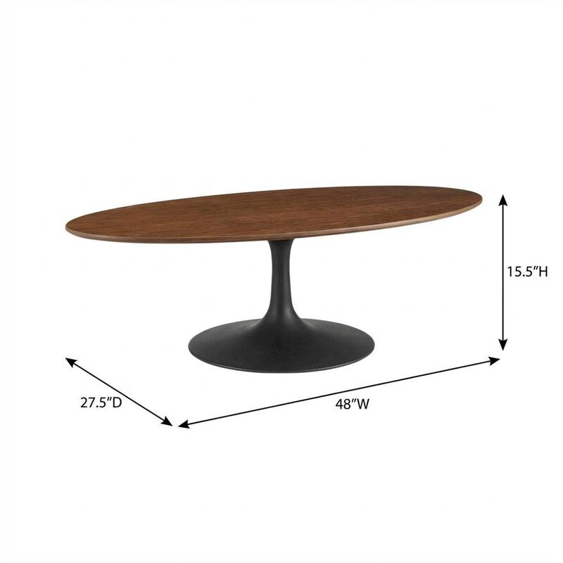 Oval wood coffee table with set of two, sleek design, modern style image number 2