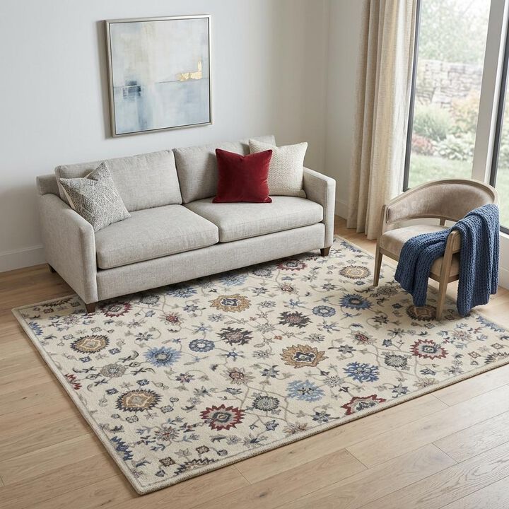 HomeRoots Wool Floral Hand Tufted Area Rug