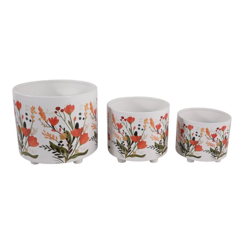 S/3 Wildflower Footed Planters image number 2