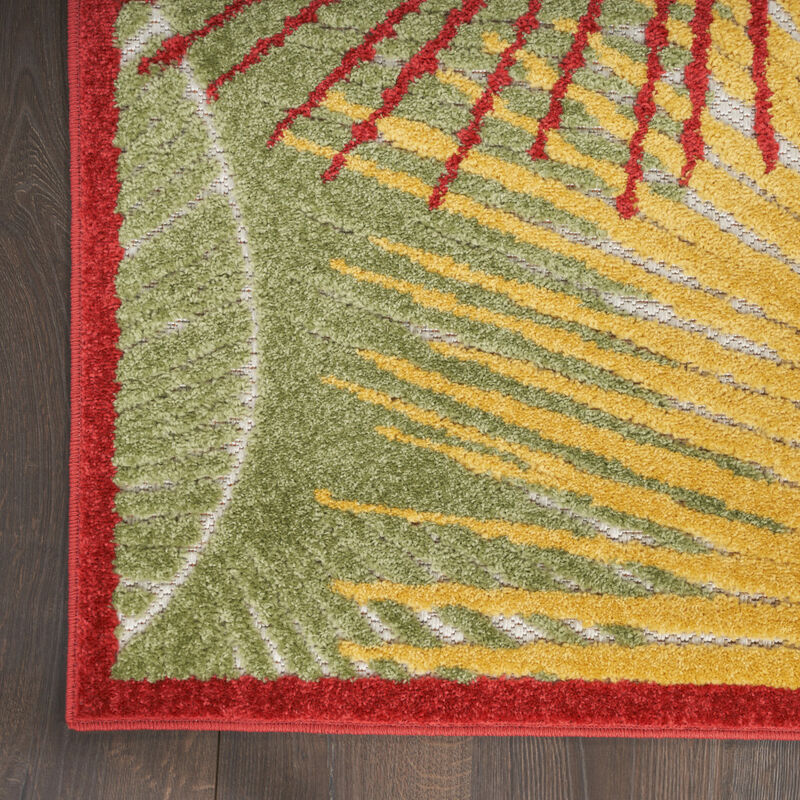 HomeRoots 8' X 10' Orange Yellow Red Blue And Green Palm Leaf Indoor Outdoor Area Rug image number 4