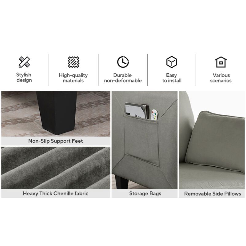 Degvex Chenille Modular U‑Shaped Sectional Sofa image number 4