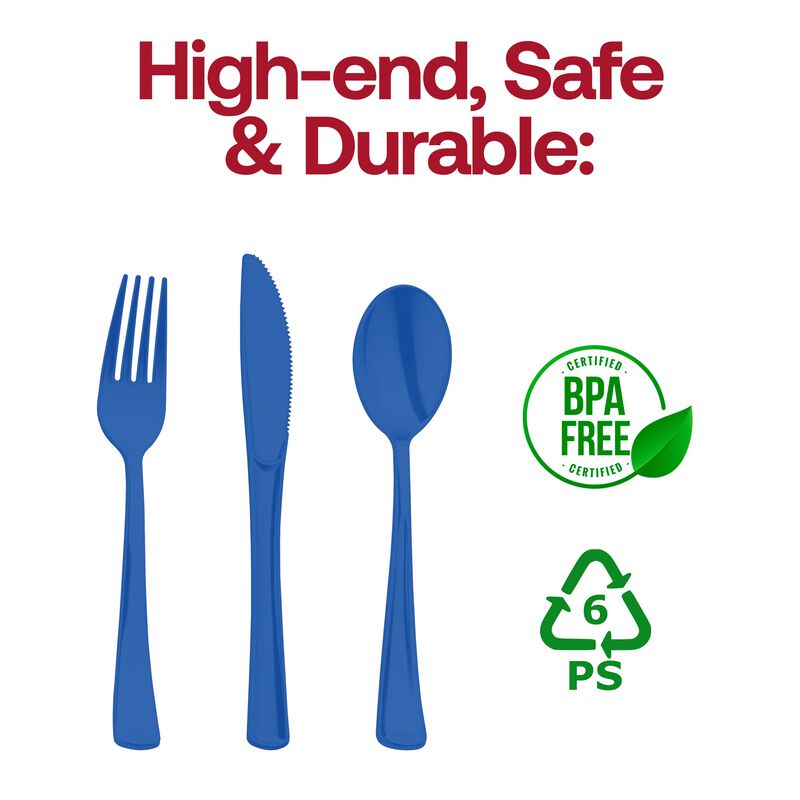 Blue Plastic Party Cutlery Set (144 Sets) image number 3