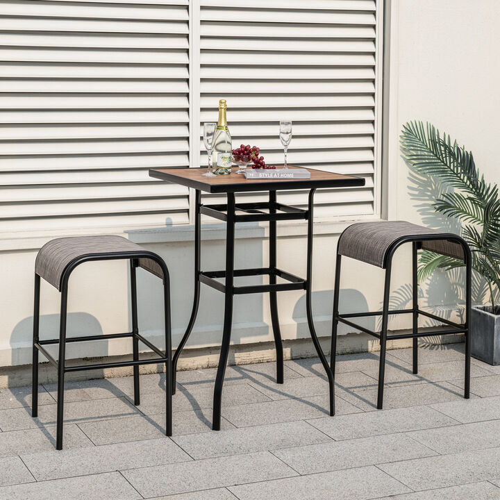 Patio Metal Bar Stools with Curved Fabric Seat – Stylish Outdoor Seating for Bars and Kitchens