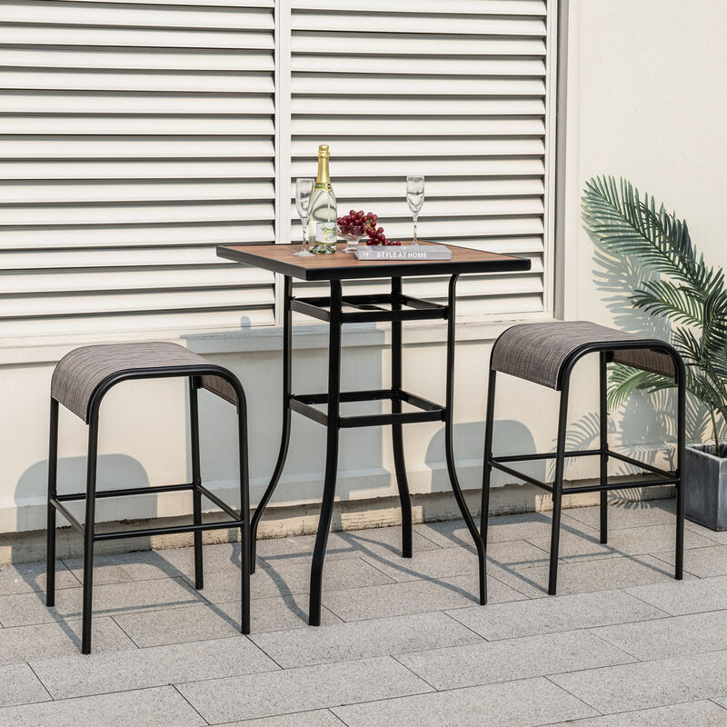 Patio Metal Bar Stools with Curved Fabric Seat – Stylish Outdoor Seating for Bars and Kitchens