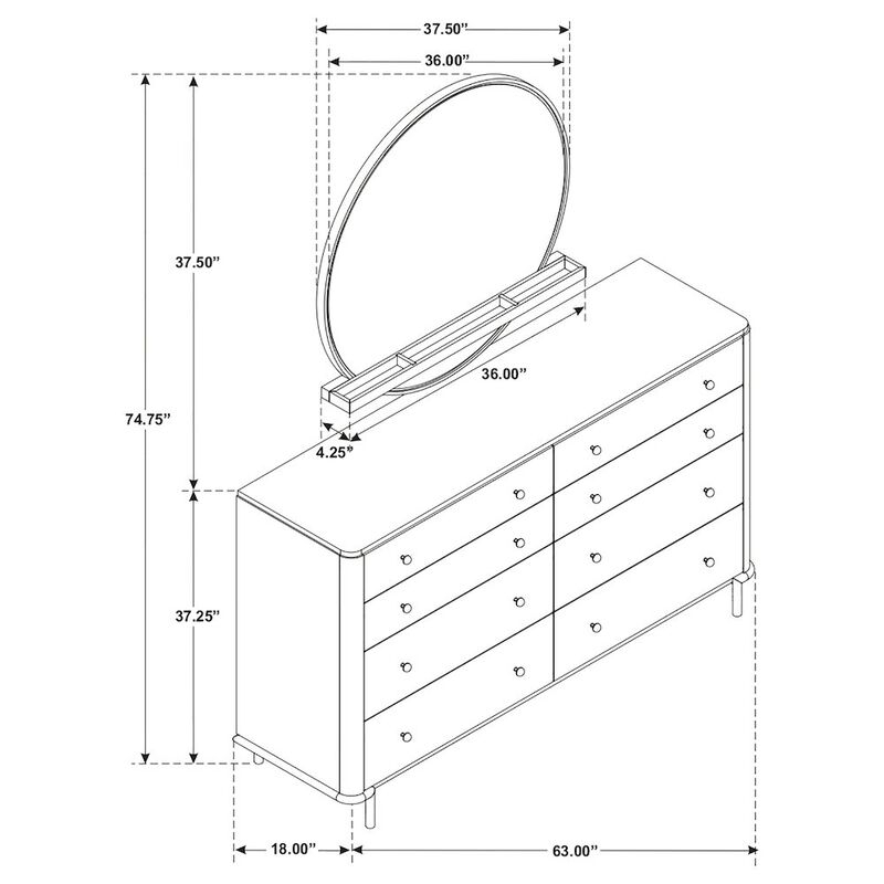 Coaster Co. of America Arini 8-drawer Dresser with Mirror Sand Wash image number 1