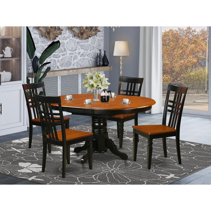 5 PC Kitchen Tables and chair set with a Kenley Dining Table and 4 Kitchen Chairs in Black and Cherry