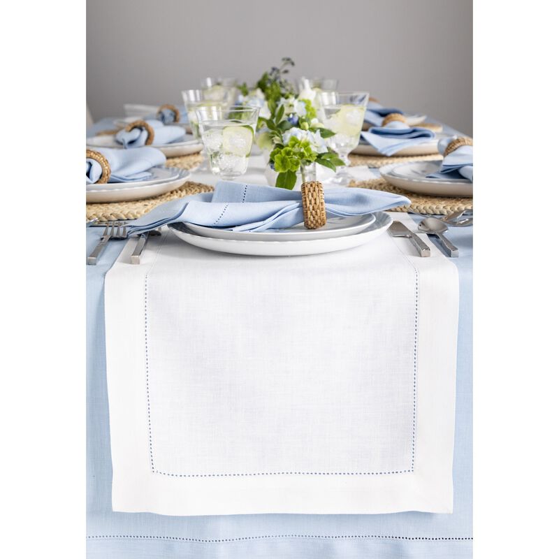 Solino Home Classic Hemstitch 100% Linen Table Runner &ndash; Handcrafted, Machine Washable, Perfect for Holiday and Everyday Dining