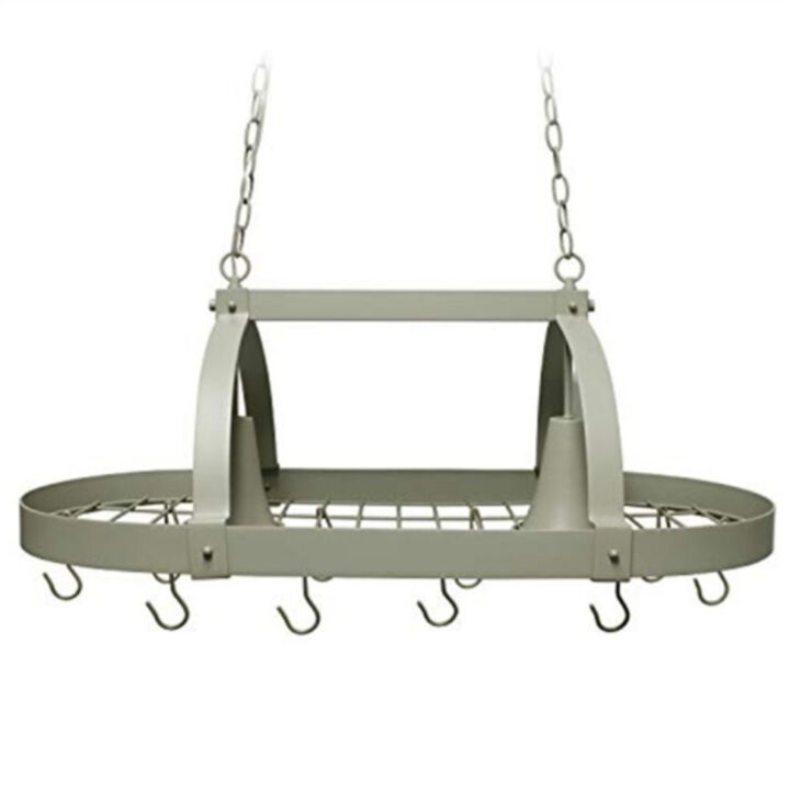 Rustic Hanging Pot Rack with Lights – 10 Hook Ceiling Mount