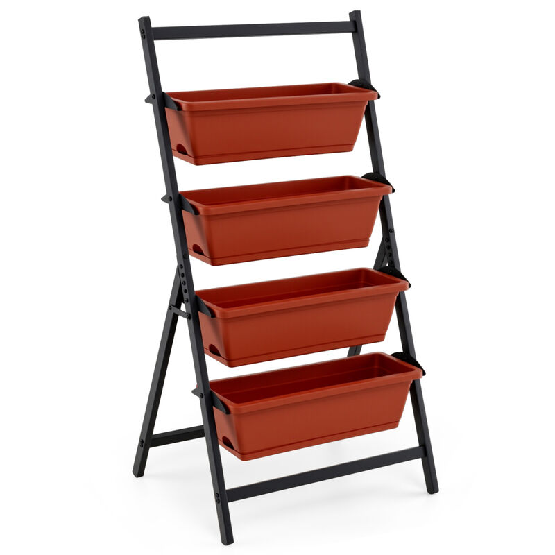 4-Tier Vertical Garden Planter with Drainage and Storage Pots image number 0