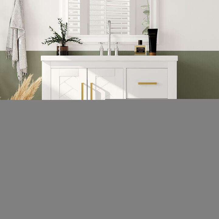 Merax Bathroom Vanity Cabinet with Undermount Ceramic Sink, 3 Drawers, Spacious Cabinet