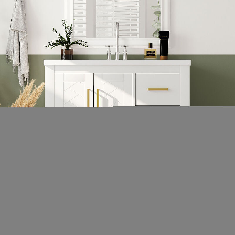 Merax Bathroom Vanity Cabinet with Undermount Ceramic Sink, 3 Drawers, Spacious Cabinet image number 1