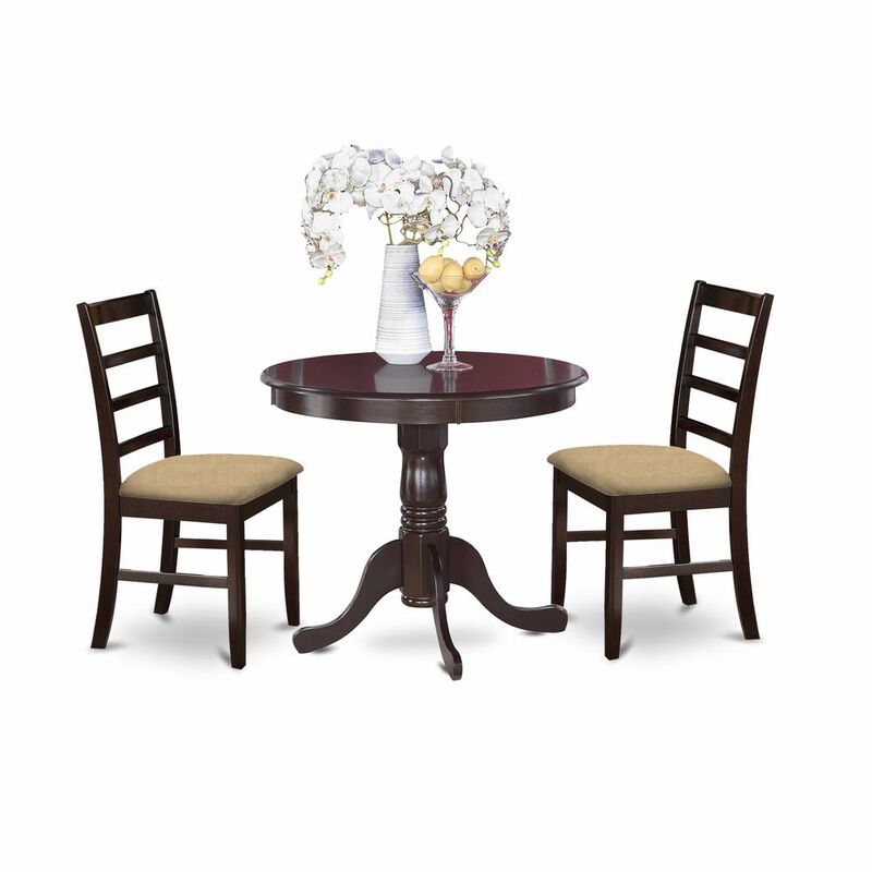 3 Pc small Kitchen Table and Chairs set-round Kitchen Table and 2 Kitchen Chairs