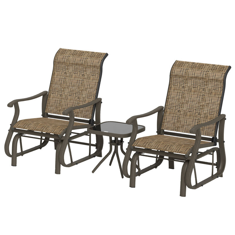 Hivvago Tempered Glass Table Patio Glider Set for 3 image number 0