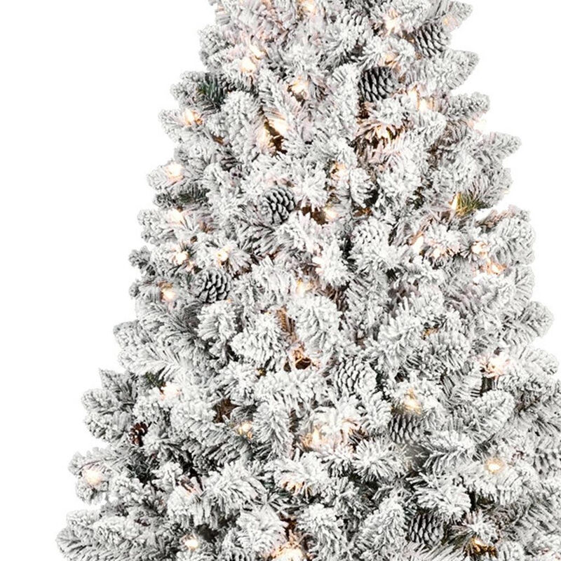 HomeRoots 6' Pre Lit Full Flocked Spruce Christmas Tree image number 2