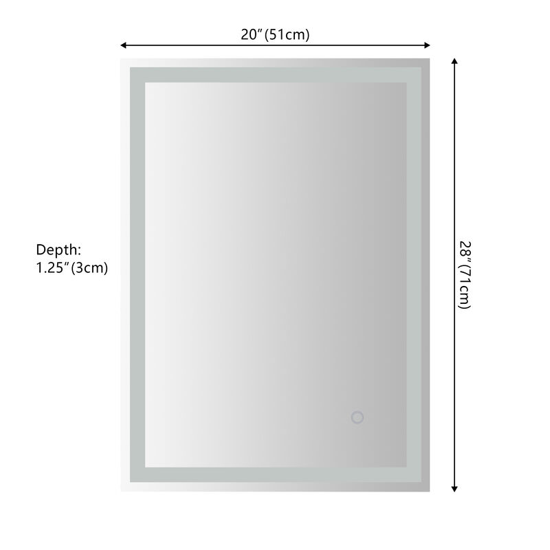 Pax Frameless Antifog Front/Back-Lit Wall Bathroom Vanity Mirror, Smart Touch