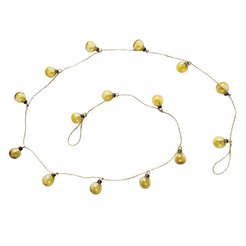 Amber Hand-Blown Glass Ball Garland with Jute Cord image number 0
