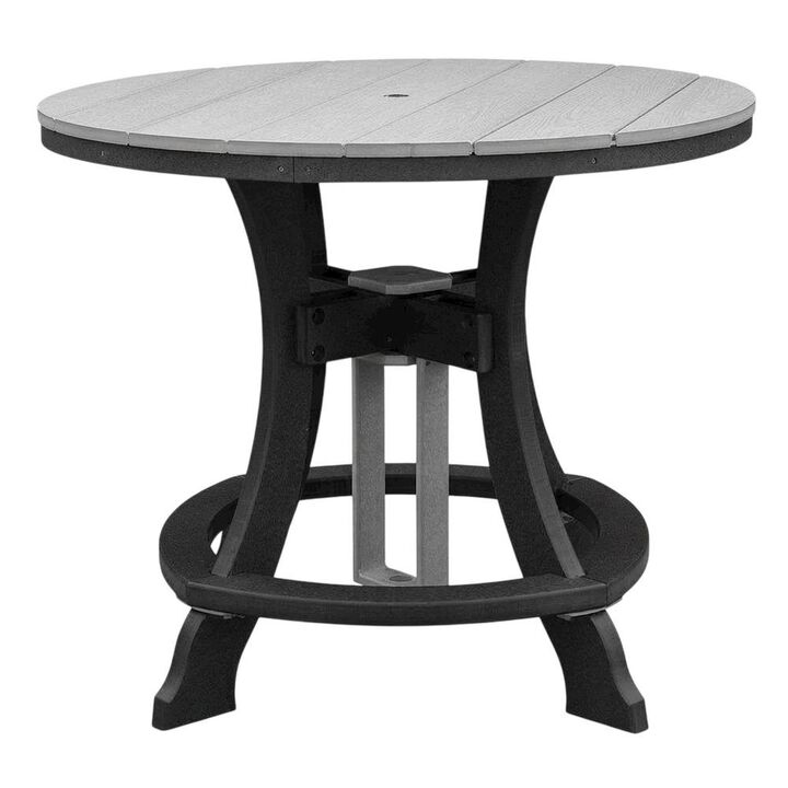 Outdoor Escape Light Gray Counter Height Round Table With Black Base For Outdoor Dining