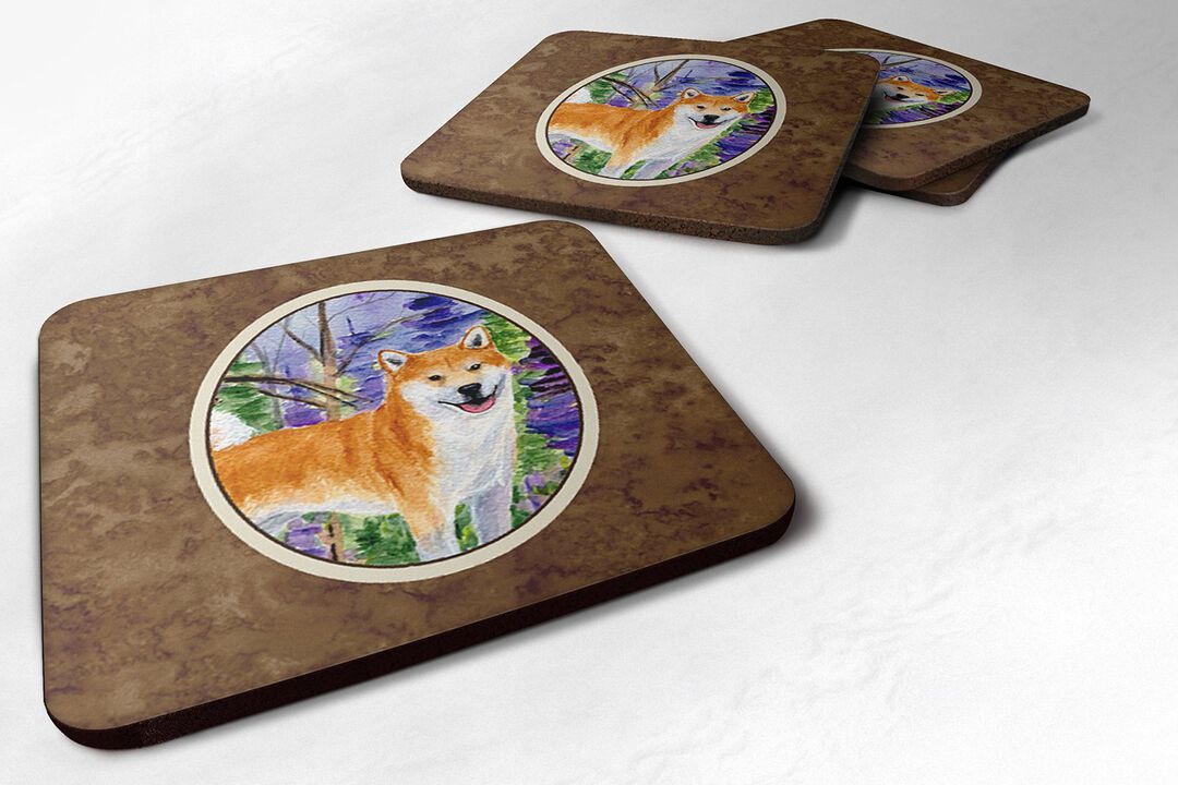 Caroline's Treasures SS8629FC Shiba Inu Foam Coasters (Set of 4), 3.5 H x 3.5 W, Multicolor