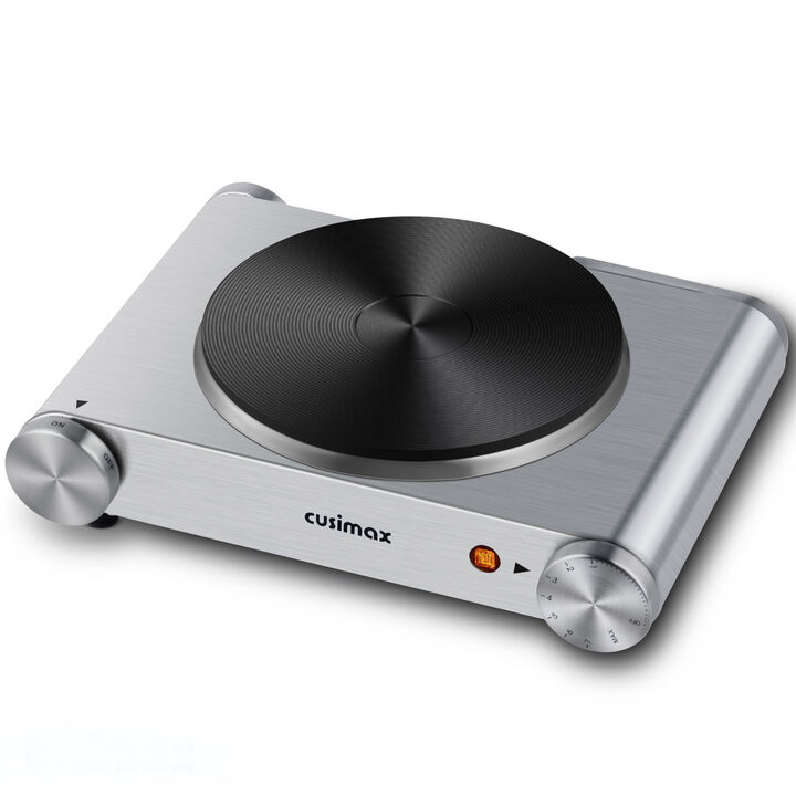 Cusimax Electric Hot Plate For Cooking,1500W Stainless Steel Single Burner With Temperature Control, for All Cookware