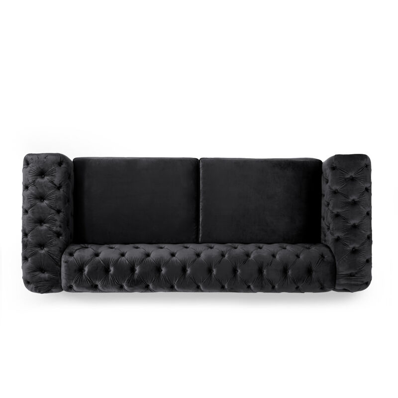 Merax 3-seat Velvet Sofa with Tufted Back and Arm