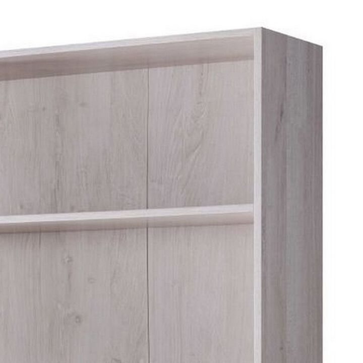 70 Inch Wooden Bookcase with 5 Shelves, White Oak-Benzara