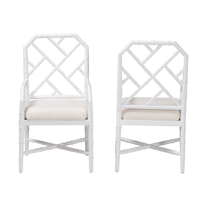 bali & pari Sergio Wood 2-Piece Dining Chair Set - Chippendale Side Chair with Bamboo Motif and Upholstered Seat Cushion