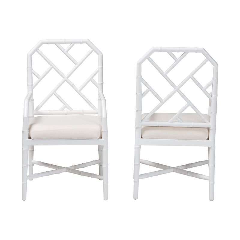 bali & pari Sergio Wood 2-Piece Dining Chair Set - Chippendale Side Chair with Bamboo Motif and Upholstered Seat Cushion image number 1
