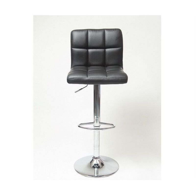 Hivvago Set of 2 - Adjustable Height Bar Stool with Black Faux Leather Cushion Seat